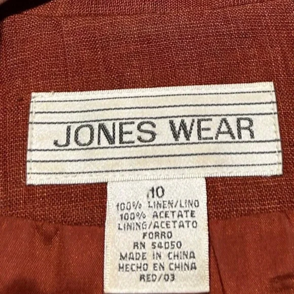 JONES WEAR Womens Linen Blend Blazer Jacket Size 10 Button Front Brick Red - Picture 4 of 6